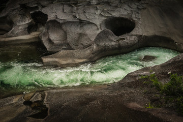 rapids flowing between rocks