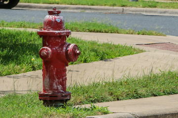 weathered red fire hydrant