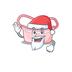 cartoon character of women waist bag Santa having cute ok finger