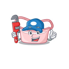 cartoon character design of women waist bag as a Plumber with tool