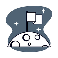 moon space natural satellite with flag