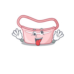 A mascot design of women waist bag having a funny crazy face