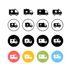 set of Ambulance Icons . Ambulance Icon Design