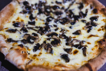 vegetarian food recipes concept, mushroom pizza