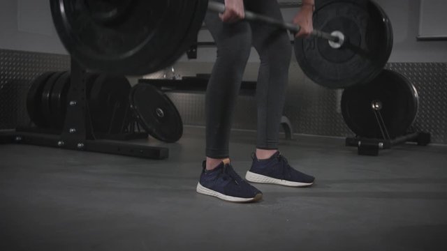 Female Weighlifter Deadlifting Wide Low Slow Motion