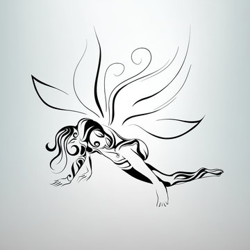 Elf with wings from a flower. vector illustration