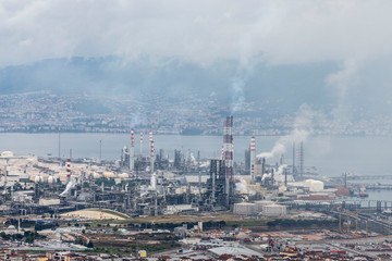 Turkey - May 27, 2020 :Tupras Izmit petroleum refinery. Tupras is Turkey's largest oil refinery.