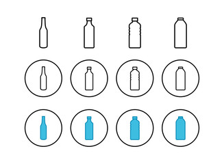 Set of Bottle icons . Bottle icon in trendy flat design