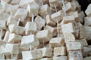 Yak Milk Cubes in Traditional Farmers Market in Bhutan