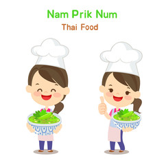 Nam Prik Noom  Northern Thai Green Chili Dip  Vector               