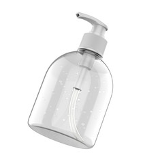 Blank Plastic Bottle with Pump Dispenser for hand wash, soap, sanitizer For Branding, 3d render illustration.