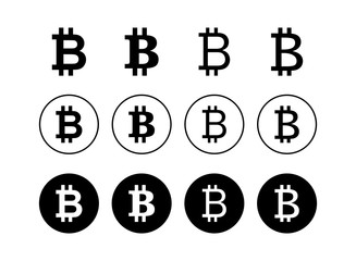 Set of Bitcoin sign icons . Crypto currency symbol. Blockchain. Cryptocurrency