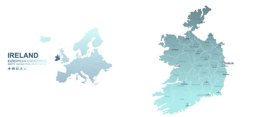 ireland map. european country vector map series.