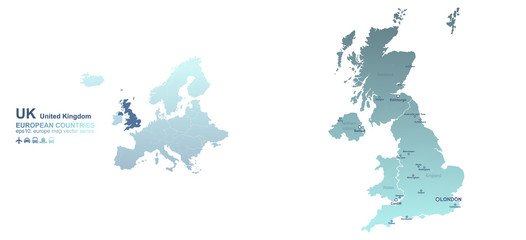uk. united kingdom map. european country vector map series.