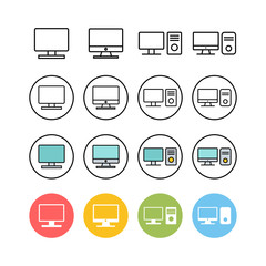 set of Computer icons . PC Icon vector. Computer monitor icon.