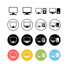 set of Computer icons . PC Icon vector. Computer monitor icon.