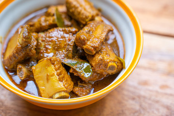 pork bone with spices curry paste soup