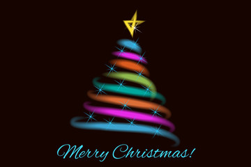Christmas tree colorful greetings card image vector
