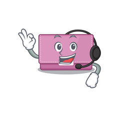 A stunning womens wallet mascot character concept wearing headphone