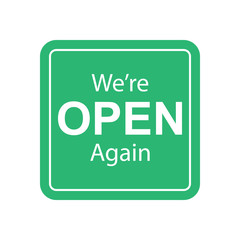 We are open business sticker sign for unlock promotion vector design