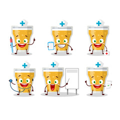 Doctor profession emoticon with glass of beer cartoon character
