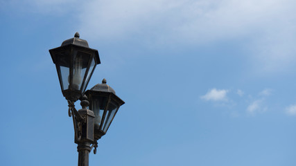 Fototapeta na wymiar Garden Classic Lamp on Sky Background