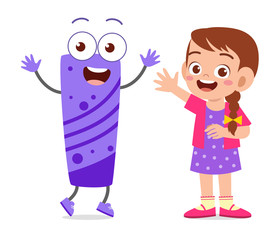 happy cute little kid study alphabet character