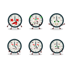 Clock cartoon with character with nope expression