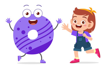 happy cute little kid study alphabet character