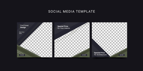 Social media template for architecture and interior design. Modern premium vector.