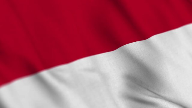Indonesia national flag waving fabric fluttering in wind in a seamless loop in slowmotion animation smooth background