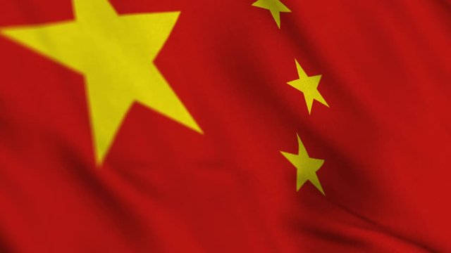China national flag waving fabric fluttering in wind in a seamless loop in slowmotion animation smooth background