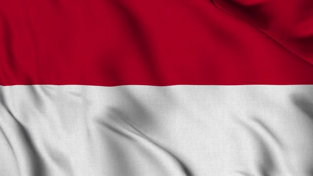 Indonesia national flag waving fabric fluttering in wind in a seamless loop in slowmotion animation smooth background