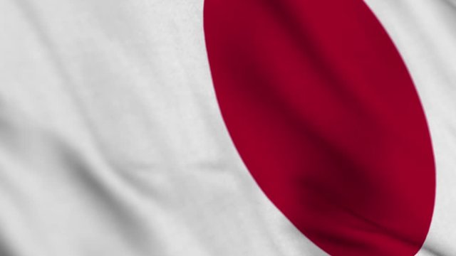 Japan national flag waving fabric fluttering in wind in a seamless loop in slowmotion animation smooth background