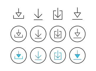 set of Download icons . Downloading vector icon