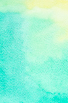 Abstract background image of sea with watercolor painted on white paper. © kaewphoto