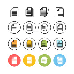 set of Document icons . Paper icon. File Icon