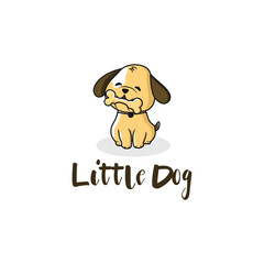 Modern humorous logo template with image of the smiling little dog. Mascot.