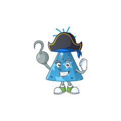 mascot design style of blue party hat as a pirate having one hook hand