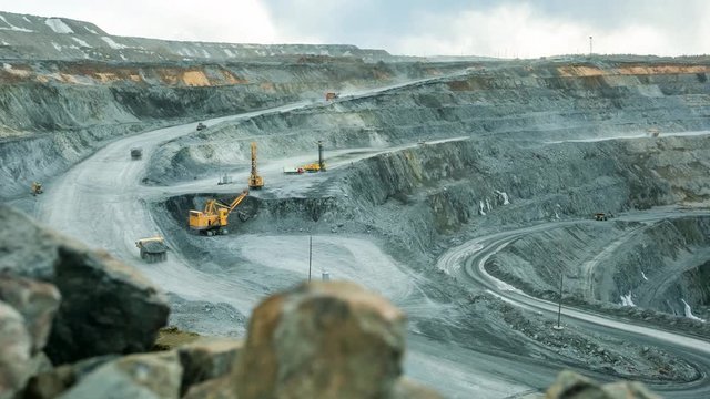 Open pit on gold mining, timelapse