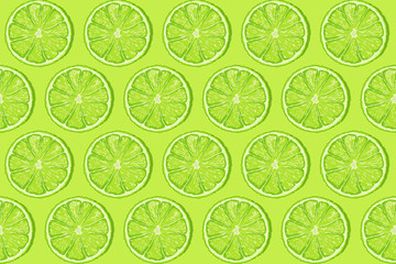 lime slices pattern on green color background illustration vector