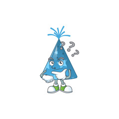 Fototapeta premium mascot design concept of blue party hat with confuse gesture