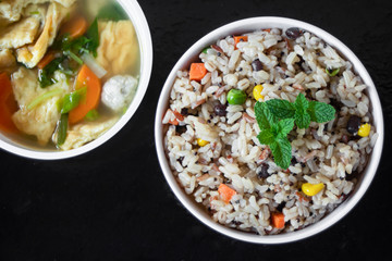 Rice mixed cereal in the dark background