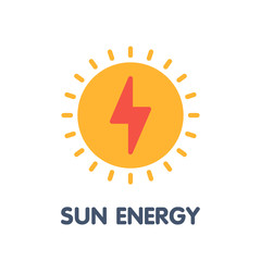 Sun energy flat icon style illustration design on white background