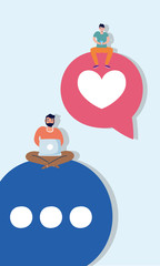 men technology with laptop and smartphone