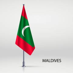 Maldives Hanging flag on flagpole