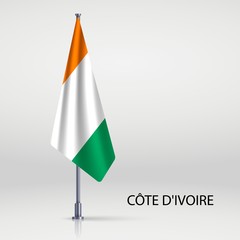 ivory coast Hanging flag on flagpole