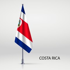 costa rica Hanging flag on flagpole