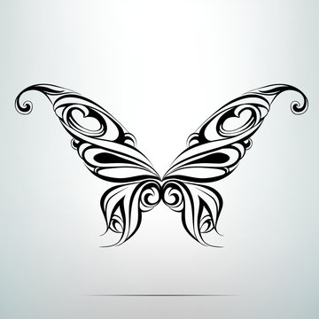 Silhouette of butterfly in the ornament