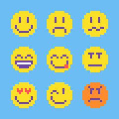 Pixel Smiley Emoji Set Small